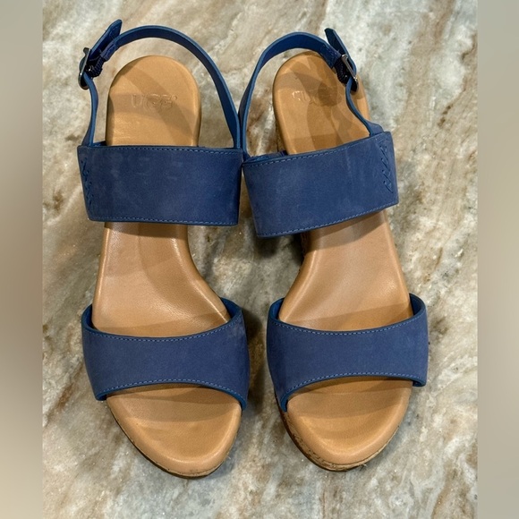 Women’s UGG Elena Sandals Espadrille Wedge Heel
Slingback Blue Leather- Size 7 - Picture 4 of 8
